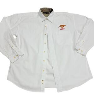 Vtg Exxon Running Tiger Logo Mens White Button Down Shirt Medium C.M. & Company